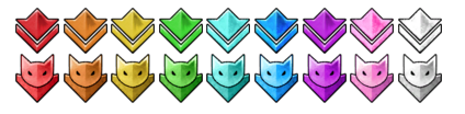 Guild Wars 2 Commander tag icons — all 9 colour variants of the diamond tag